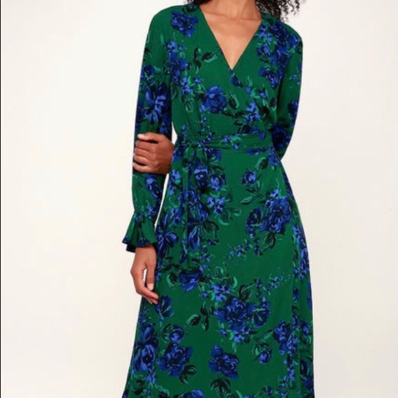 Lulus Dresses & Skirts - NWT LULU’S MIDI LONG SLEEVE WRAP DRESS SIZE S